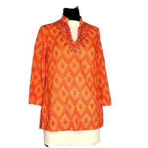 lafayette 148 new york womens tunic tops Orange Sz 6